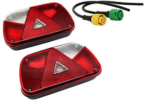 ETUKER 1Pair Anhänger Rückleuchten Kit Anhänger Rückleuchte, 12V Universal Wasserdichte Anhänger Rücklicht Kit, Mit 2 Stück 30cm langem 6 Polig Kabel Stecker,für Wohnwagen/RV/LKW/Anhänger
