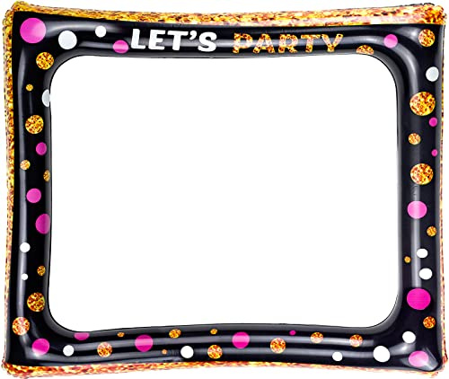 Aufblasbarer Selfie-Rahmen, riesiger Fotokabinen-Bilderrahmen, Feier, Blow Up Party Prop für Hochzeit, Babyparty, Geburtstagsfeier Dekorationen Supplies - Schwarz Gold