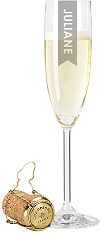 GRAVURZEILE Leonardo Flûte à champagne élégante avec nom – Flûte à champagne avec gravure personnalisée – Cadeau pour homme et femme – Cadeau pour elle et lui