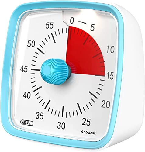 Yunbaoit Minuteur Visuel pour Enfants et Adultes, Minuteur à Décompte de 60 Minutes avec Fonction Flash Silencieuse, Timer Enfant pour Salle de Classe, Maison, Cuisine (Bleu)