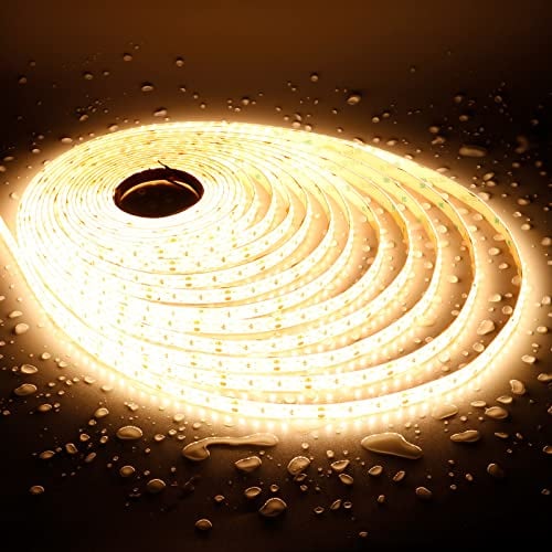JOYLIT 24V LED Streifen 10M Wasserdicht 3000K Warmweiss 14500LM Sehrhell, UL CE PRO CRI 92+ SMD 2835 1200LEDs Hohe Dichte 150W Dimmbar Licht Band Selbstklebend Warm Light Strip für Wohn, Kommerziell