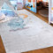 Mazovia Kinderzimmerteppich Antirutsch - Waschbar bis 30 Grad - Elefant - Kurzflor Kinderteppich Teppich für Kinderzimmer - ÖKO-TEX - Teppiche Junge Mädchen Beige Creme Blau 80 x 150 cm