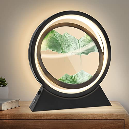 Wai Danie Sandbilder zum Drehen mit Beleuchtung 3D Sandscape - die Sandkunst in Tiefsee Fließende Sandmalerei Sandbild Sanduhr Deko Aesthetic für Büro Wohnzimmer Schreibtisch Erwachsene Kinder