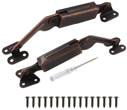 Biaungdo Lot de 2 charnières de support de couvercle gauche et droit - Rouge bronze - Avec vis et tournevis