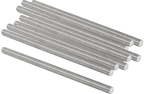 QUARKZMAN M8 x 150mm 1.25mm Steigung Vollgewindestangen x 10 Stück 304 Edelstahl Außengewindestange für Bolzen und Klemmen und Aufhänger und U-Bolzen Silber