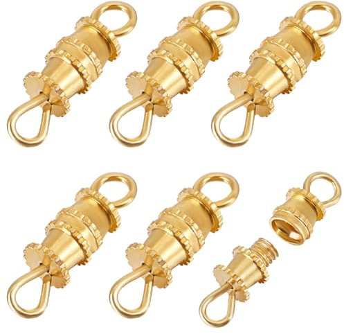 Beebeecraft 1 Box 20Pcs Gold Screw Clasps 18K Gold Plated Brass Barrel Screw Clasps Jewellery Connector with Double Loop for Necklace Bracelet Jewellery Making