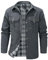 Mr.Stream Herren Karierte Flanellfutter Jacke Hemdjacke Übergangsjacke Leicht Stehkragen Feldjacke Cargo Herbstjacke Snap Western Cowboy Jacken 3268 Grey M
