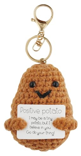 Meanju Positive Potato, Lustige Gestrickte Kartoffel mit Schlüsselanhänger, Positive Kartoffel Pocket Hug, PlüSch Figuren Positive Kartoffel Puppe, Positive Kartoffeln, Lustige Plüschtiere