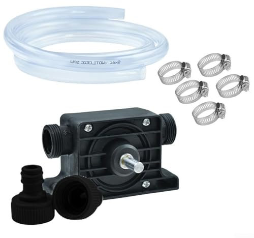 Getdoublerich Portable Fast Electric Drill Pump, 3400 RPM 900 L/h Attachment 2M Plastic Hose Accessories, for Small Scale Water Pumping