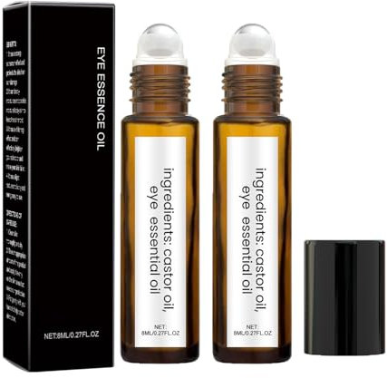 Roller Ball Rizinusöl und Weihrauch,Rizinusöl und Weihrauch Augenroller,Augenöl Roller,Für Augen, Tränensäcke unter den Augen (2pcs)