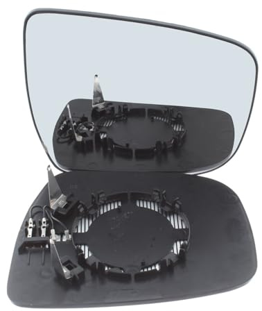 Heated Wing Mirror Glass, Fits Nissan Qashqai J11 2013-2021 | Clip-On Backing Plate, Convex, Chrome, UK Drivers Side Right Replacement