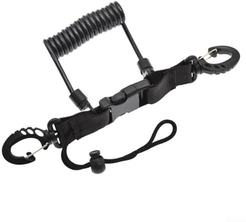 YUANGANG Cavo di sicurezza per immersioni, leggero, affidabile e flessibile, con molla anti-smarrimento, con sgancio rapido, cordino di sicurezza per attrezzatura subacquea (nero)