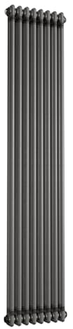 iBathUK Regency Wall-Mounted Vertical 2 Column Radiator, Steel Cast Iron Style High Thermal Output Hydronic Central Heating, Traditional Designer Radiator in Raw Metal Finish, 1800 × 380mm