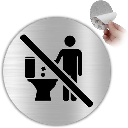 LEIASA | Selbstklebendes „Nicht werfen“-Schild - Dicke 0,6 mm - Durchmesser Ø 100 mm - Aluminium - WC-Beschilderung - „Nicht werfen“-Signal - Selbstklebendes WC - (Schild Nicht wegwerfen)