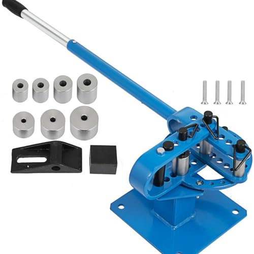 YP-9 Piegatubi compatta da banco manuale, piegatubi, 7 matrici, 1-3 pollici, piegatubi per tubi in metallo, montaggio a 44 piedi, maniglia telescopica verniciata a polvere (1, 1 1/4, 1 1/2, 1 3/4