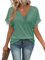 Cuptacc T-Shirt Damen V Ausschnitt Kurzarm Oberteile Damen Sommer Elegant Locker Baumwoll Tshirt Grün, XXL 50-54