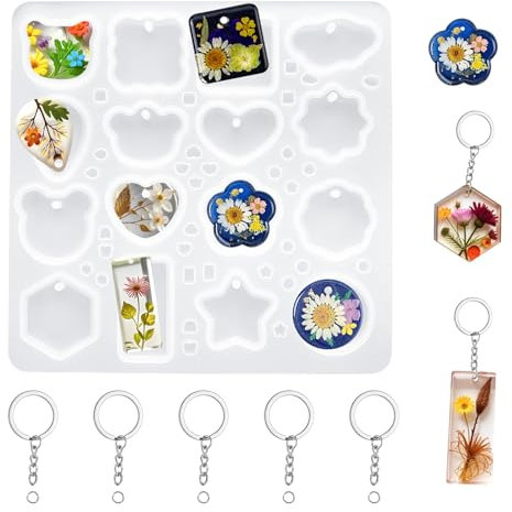 Trinkrittey 11stuck Silikonform Schmuck Schmuckguss Formen Resin Silikonform Epoxidharz Epoxidharz Schmuck DIY Anhänger Formen Set Für Schmuckherstellung Anhänger Halskette Ohrringe Dekoration