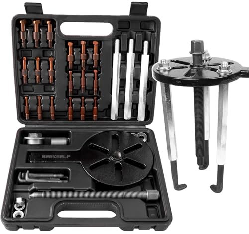 SEEKSELF Juego de 21 Extractores de Rodamientos con Pinzas de Acero Rojo, Extractor de Agujeros Interiores, Extractor de Ganchos de 3 Mordazas, Herramienta Multifuncional para Quitar Cojinetes (Negro)