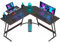 Devoko Bureau en Forme de L 130×130cm Bureau d'angleavec Support de Moniteur, Bureau d'ordinateur pour Le Bureau et Le Jeu, Facile à Installer, Carbon Noir