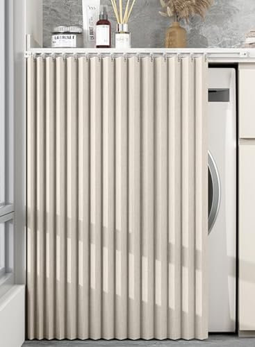 Accordéon pour Portes Coulissantes,Rideaux Plissés pour Placard Séparateur De Pièce,Rideaux sous L'évier,Rideaux Occultants Non Perforés pour Meuble,Bibliothèque,Machine À Laver A,W65*H90CM