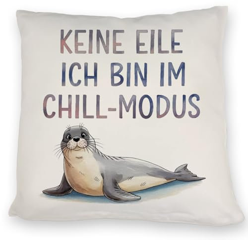 speecheese Seehund im Chill Modus Kissen Lustiges DekoKissen für entspannte Wohnräume