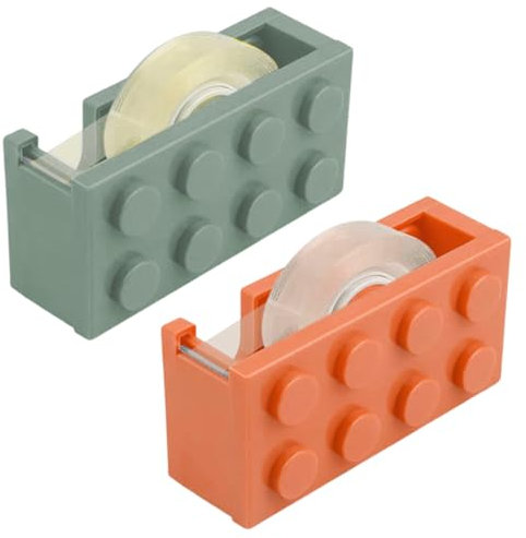 WUSJCOF 2 Pièces, Porte-Ruban, Distributeur de Ruban, en Forme de Blocs de Construction, Petit, Durable, adapté aux Bureaux, écoles, Magasins de Fleurs, Fournitures de Bureau, Ruban adhésif