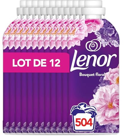 Adoucissant Lenor, 440 Lavages (8 x 55 lavages), Bouquet floral, 24H De Fraîcheur Relaxante, Avec Une Touche D’Huiles Essentielles