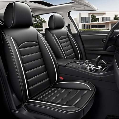 TIUEO Sitzbezug Auto für 5 Seats Infiniti ESQ 2014-2019 Wasserdicht Atmungsaktiver Auto Zubehör Leder Autositzschoner Autositzschutz Autositzauflagen,D-Black and White