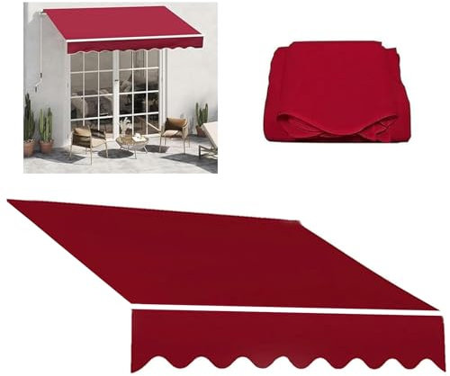 Ausziehbares Markisen-Ersatzgewebe, wasserdicht, UV-beständig, Sonnenschutz, Segeltuch für Hof, Balkon und Laden, strapazierfähiges Polyester-Schutzgewebe (Rot, 15,2 x 7,6 cm)