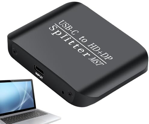 Riaisttd USB C Adapter, Splitter Cable, Adapter Monitors, 3.03x2.17x0.79 Inches, Portable Function Stable, Gadget Laptops and Desktop Computers, Enables Setup for Productivity