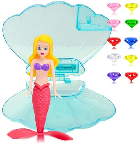 Mermaid Diving Toys with Blue Shell & 10 Gem for Swimming Pool Toy,Kids Pool Toys Mermaid Sinkers Swim Diving Pool Accessories Water Toy for Girls Kids Aged 5+ Diving Game Training Children's Gifts