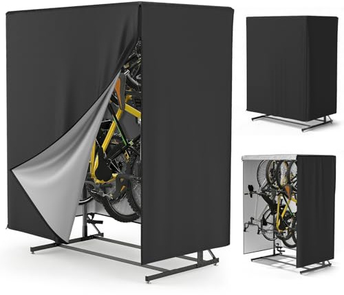 Vertical Bike Rack Cover,Fits 5-8 Bicycle Storage Rack,Bike Covers Outdoor Storage Waterproof,Dustproof Bicycle Cover,Black