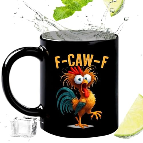 Lustige Kaffeetasse-350 ml Neuheit Keramik-Rooster-Tasse mit F-CAW-F-Hühnchen-Design, lustige Tee-Tasse zum Lachen und täglichem Humor | Einzigartiges Geschenk für Männer Frauen Freunde Familien Kolle