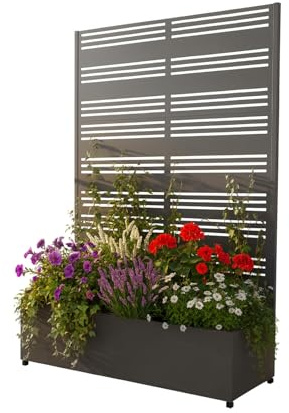 WESTMANN Dekora 2 Pflanzkasten mit Rankgitter, 120x40x180 cm, Anthrazit | Vorgebohrte Drainagelöcher verhindern Staunässe und fördern gesundes Wachstum im ganzjährigen Außeneinsatz zuverlässig.