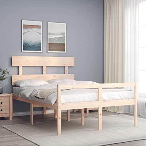 Frdhee Doppelbett,Seniorenbett mit Kopfteil 140x190 cm Massivholz Schrankbett, Stauraum Unten