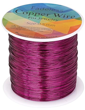 203 Feet Tarnish Resistant Copper Wires 24 Gauge/0.5mm | Purplish Red Jewelry Craft Wires Beading Wire for Jewelry Making, Wire Wrapping and Crafting