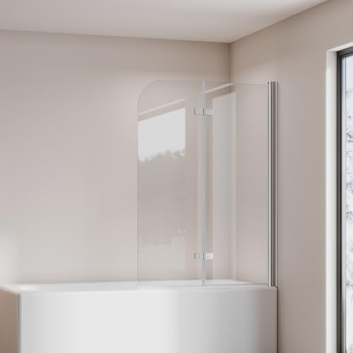 Cozynest 120x140cm Duschwand für Badewanne 2-Teilig Faltbar Duschwand | Badewannenaufsatz mit 6mm ESG Sicherheitsglas,platzsparend,Heb-/Senk-Funktion,Rahmenlos