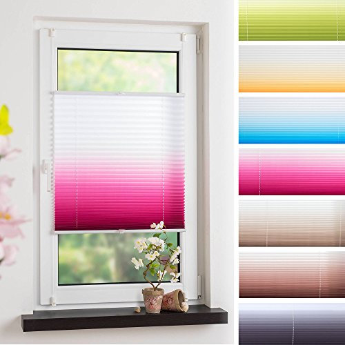 DECOLIA by Garesa Fenster Klemmfix Plissee ohne Bohren 110 x 130 cm Farbverlauf, Grün - Lichtdurchlässiger Fenster Sichtschutz und Fenster Deko, Faltrollo