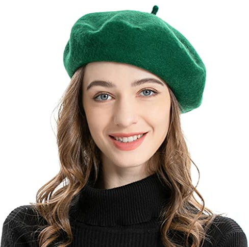 ZLYC Frauen Klassische Der Französische Künstler Baskenmütze Barett, grün, Grün, Gr. Einheitsgröße