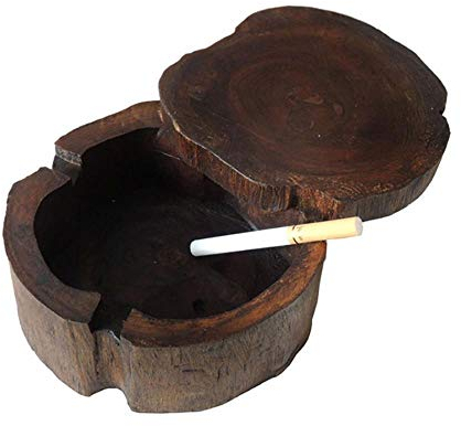 Kreativ Holz Aschenbecher mit Deckel Draußen, Windascher Sturmaschenbecher Groß Aschenbecher, Windaschenbecher XL Aschenbecher für Draussen (10x4.5cm)