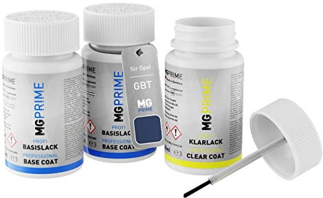 MG PRIME Peinture voiture Kit de stylo retouche pour Opel GBT/EJG Ozean Blau Metallic de fond, de base, de vernis de 50ml par flacon