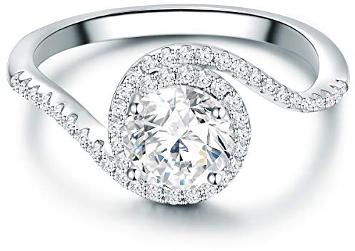 Trilani Damen-Ring aus 925/- Sterling Silber mit Zirkonia mit Brillantschliff