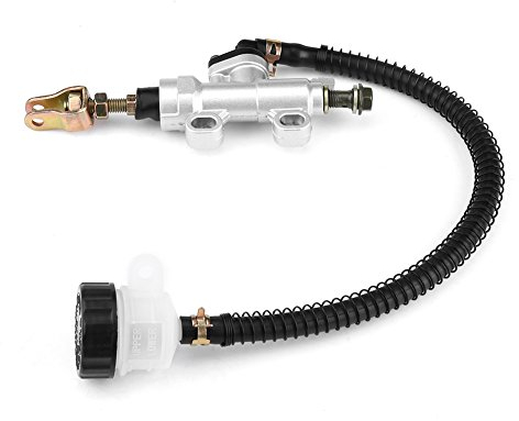 Hinteren Hauptbremszylinder, Akozon Hintere Fußbremse Hydraulischer Hauptbremszylinder Bremspumpe Behälter mit Reservoir für Schmutzfahrrad ATV (Weiß)