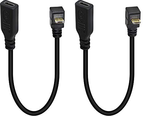SinLoon Paquete de 2 cables de carga USB C a micro USB de 90 grados arriba + 90 grados hacia abajo, soporta carga y transferencia de datos, para dispositivos micro USB