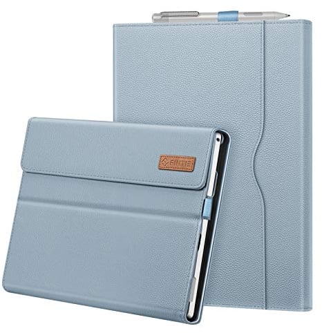 Fintie Hülle für Microsoft Surface Pro 7+ / 7/6 / 5/4 / 3 - Multi-Sichtwinkel Kunstleder Tasche Schutzhülle mit Dokumentschlitze, Type Cover kompatibel, Eisblau