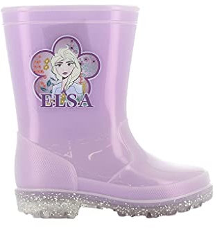 Disney Frozen Stivali da pioggia per bambini, stivali di gomma per ragazze con stampa Anna ed ELSA, scarpe da pioggia, stivali, scarpe per bambini con suola antiscivolo, Colore: rosa., 30 EU