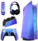 playvital Chrome Purple Blue Glossy Full Set Skin Decal for ps5 Console Disc Edition, Sticker for ps5 Vinyl Decal Cover for ps5 Controller & Charging Station & Headset & Media Remote