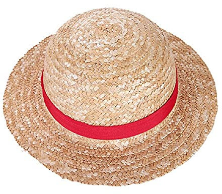 QQYG Straw Hat Luffy Performance Anime Hat Accessories Summer Women's Yellow Straw Hat-Bege_31cm