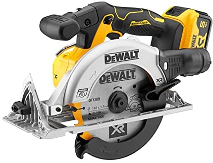 DEWALT DCS565P2 XR Sierra circular sin escobillas 18V 2 x 5.0Ah Li-ion, negro-amarillo