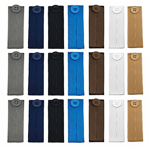 Laonainai 21 PCS Jeans Waist Extension Button Elastic Waist Extenders Waistband Extension with Resin Button Adjustable Waist Extension (7 Colors) Multicolour